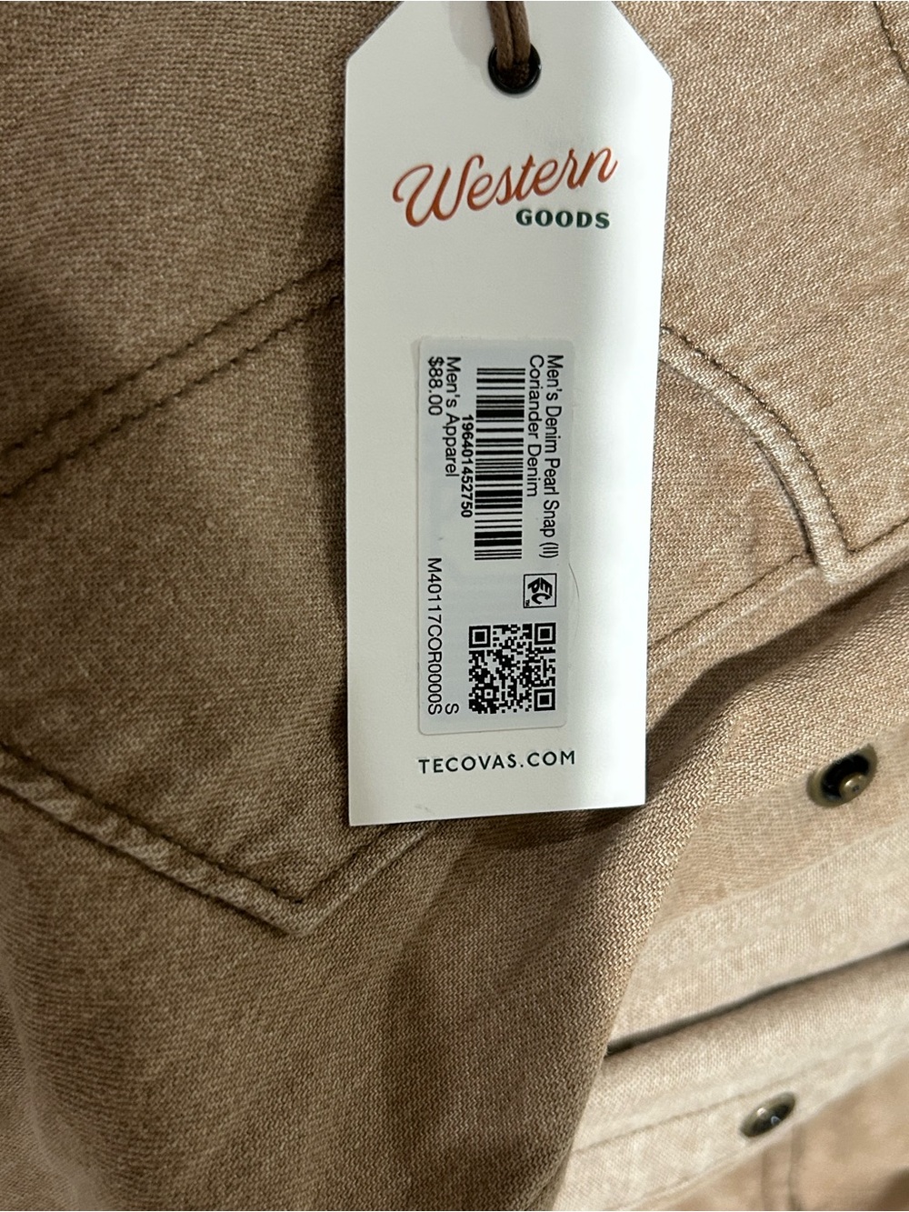Tecovas Coriander Denim Western Work Shirt NWT - Picture 3 of 3